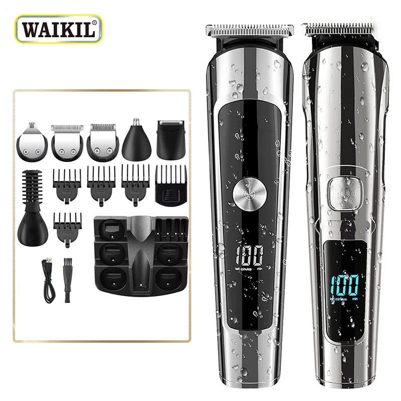 WAIKIL Hot Sale 6 In 1 Multifunctional Hair Trimmer For Men Facial Body Shaver Waterproof Hair Clipper USB Machine