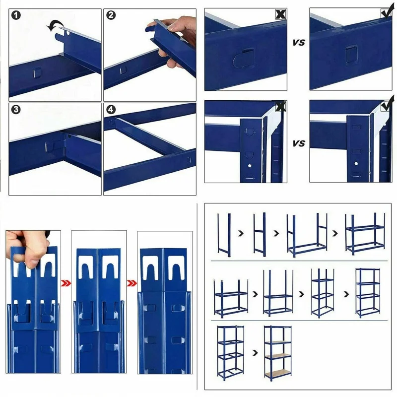 BRIEFNESS 200x100x50cm 5 Layers Adjustable Metal Shelving Unit 875KG Load, Workshop Warehouse Boltless Garage Storage Rack