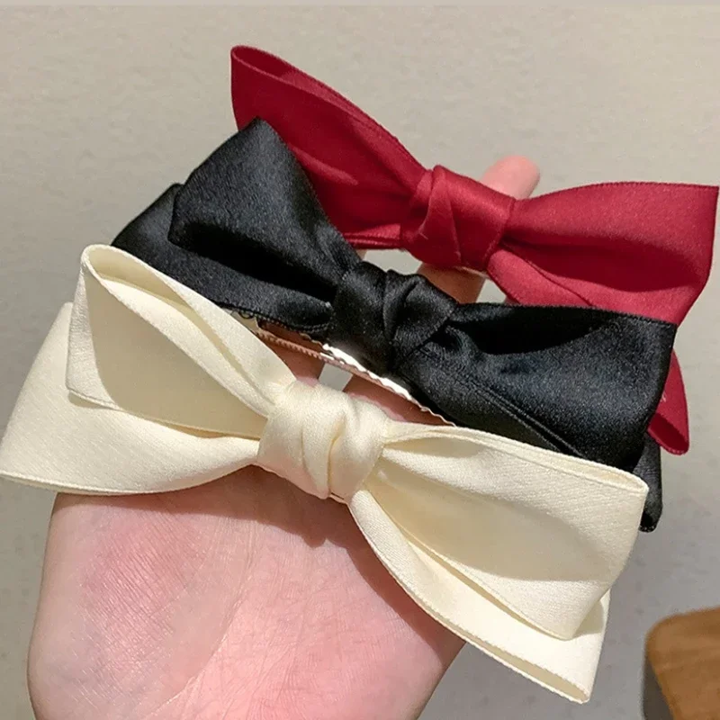 Vintage Black White Ribbon Hair Bows Clip Vintage Bowknot Side Hairpin Cute Girls Barrettes Headdress Hair Accessories for Women