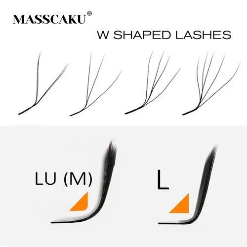 MASSCAKU M/L Curl YY 3D 4D 5D W extensiones de pestañas de volumen trébol esponjoso W estilo pestañas naturales suaves pestañas individuales