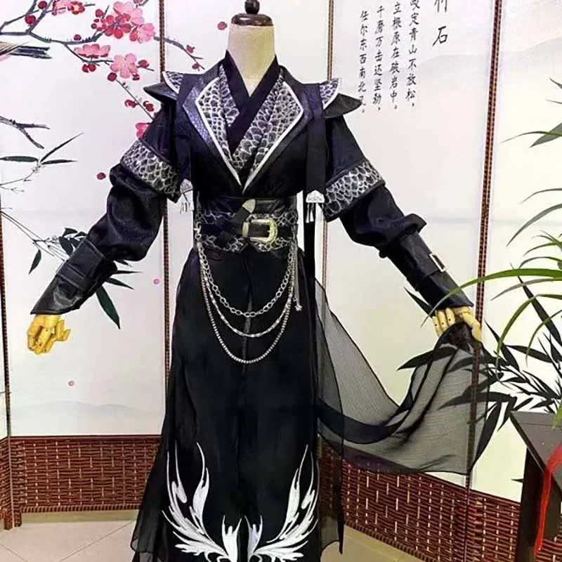 2025 Vintage Gothic Male Carnival Cosplay Costume Oversized Chinese Traditional Hanfu Black Sets Large Size 5XL For Men