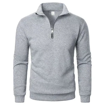 Spring Autumn new Casual Half Zipper stand collar sweatshirt Trend Simple slim men Pullover long sleeve tops Men's sweatshirt 5