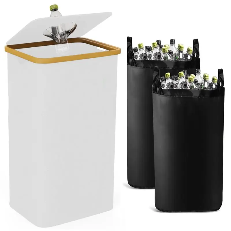 

Fresh Recyclable Waste Storage Box Large-Capacity Foldable With Inner Bag, For Bottles, Clothes, , 100L Capacity White