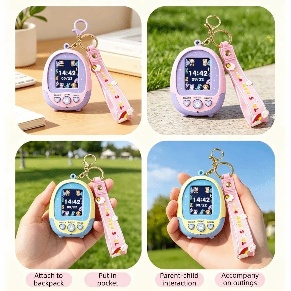 Color Screen Virtual Pet Keychain Mini LCD Screen Electronic Pet Machine Portable Electronic Mini Electronic Pet Birthday Gift