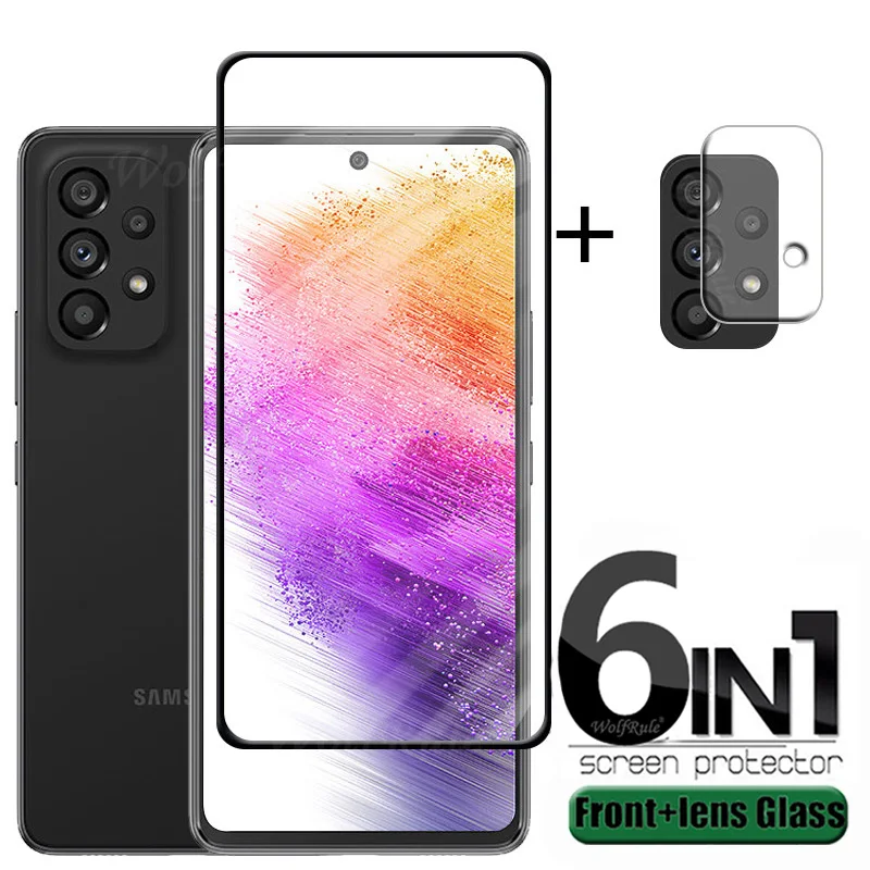 

Стекло с полным покрытием для Samsung Galaxy A73, стекло для Samsung A73, закаленное стекло, Защита экрана для Samsung A 73, A73, стеклянный объектив