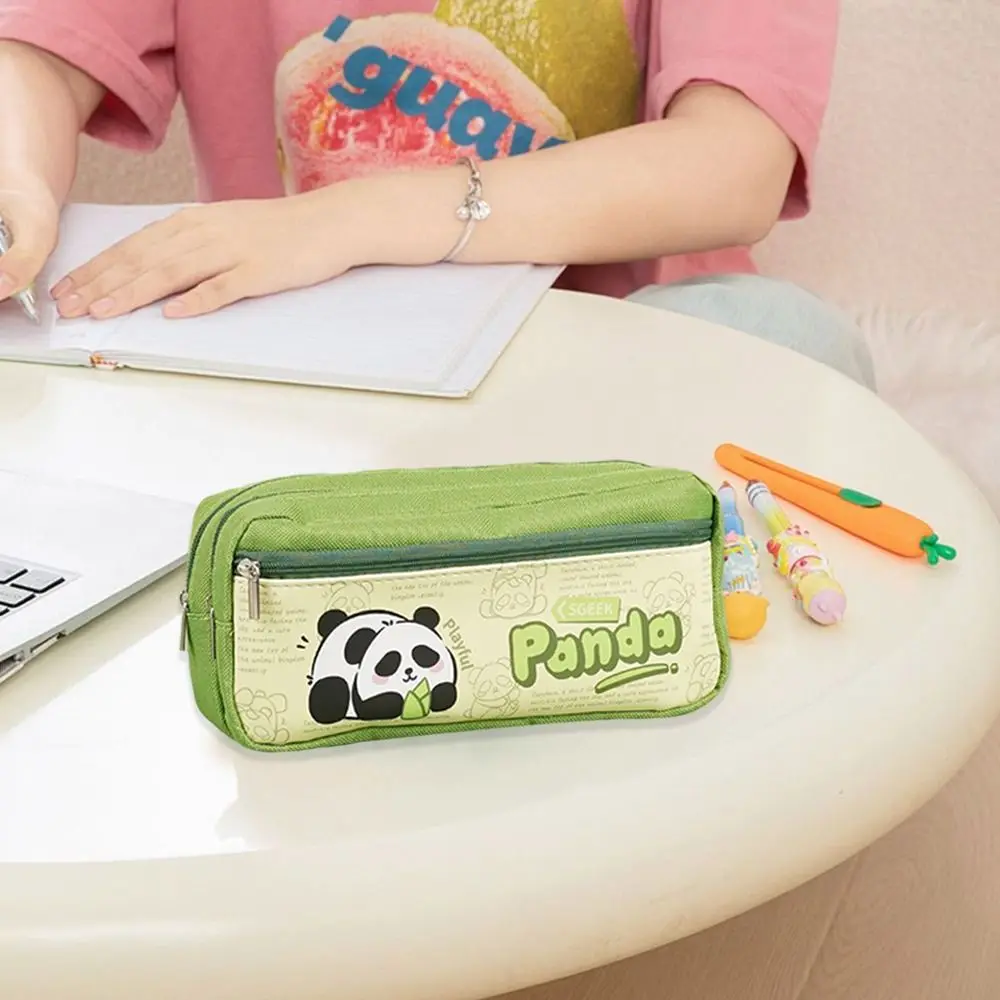High Quality Canvas Pen Bag Panda/Capybara Large Capacity Pencil Case Multifunctional Pen Box Gift