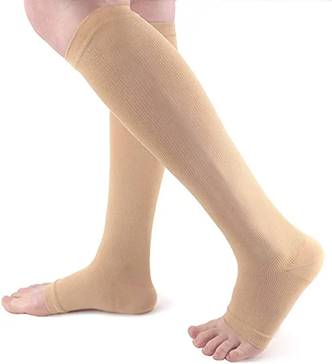 1 Pair Compression Sock Can Prevent Varicose Veins Shape Gradient Socks Elastic Toe Exposed Knee High Long Tube Socks S-L