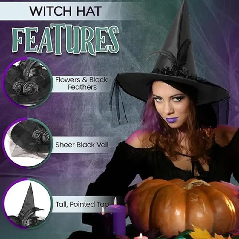 نساء الساحرة غطاء رأس Cape Cloak Witch Hat القفازات الطويلة القفازات البالغة الهالوين ملحق أزياء الساحرة للنساء Cosplay