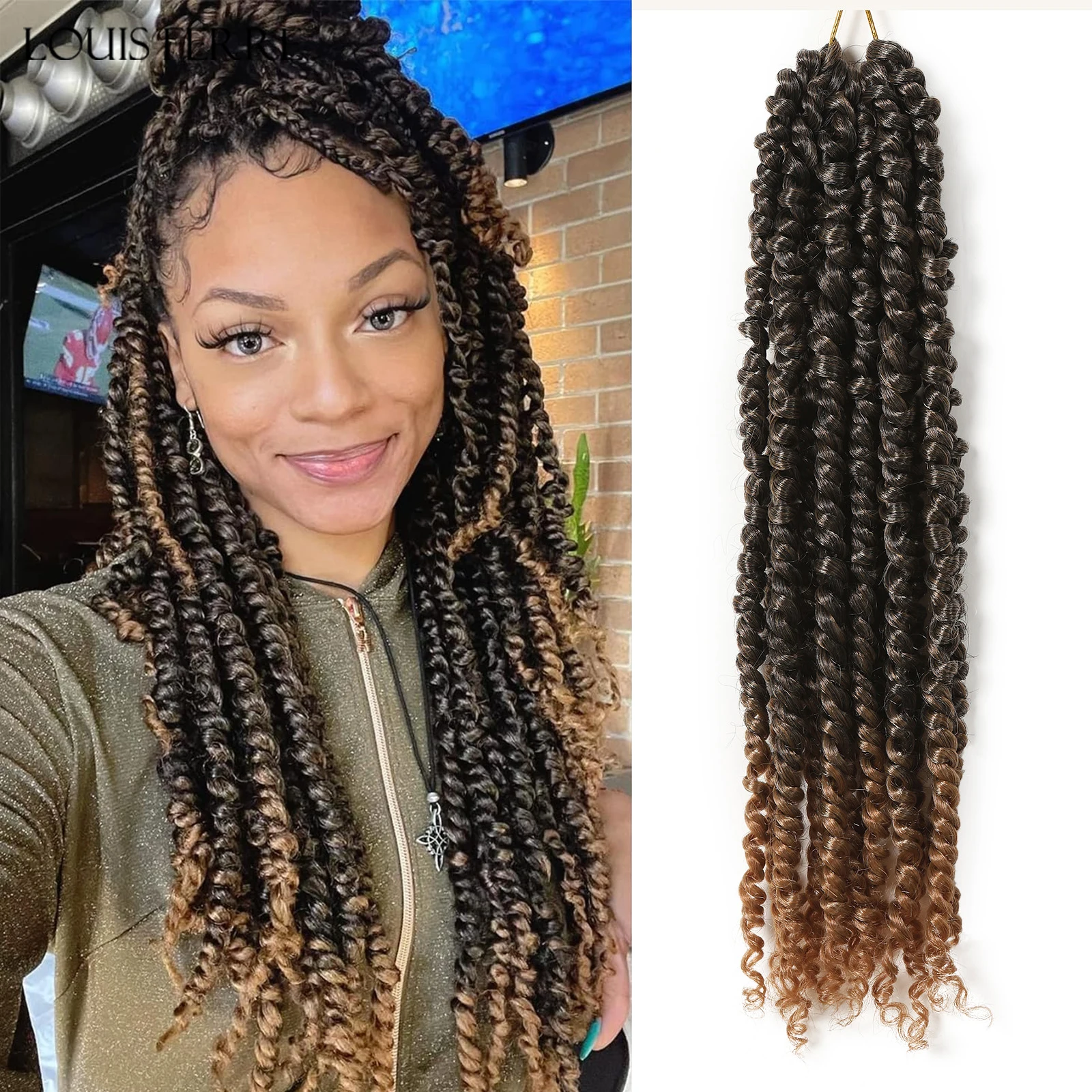 14 Inch Passion Twist Braiding Synthetic Hair Black to Blonde Ombre Water Wave Crochet Hair Curly