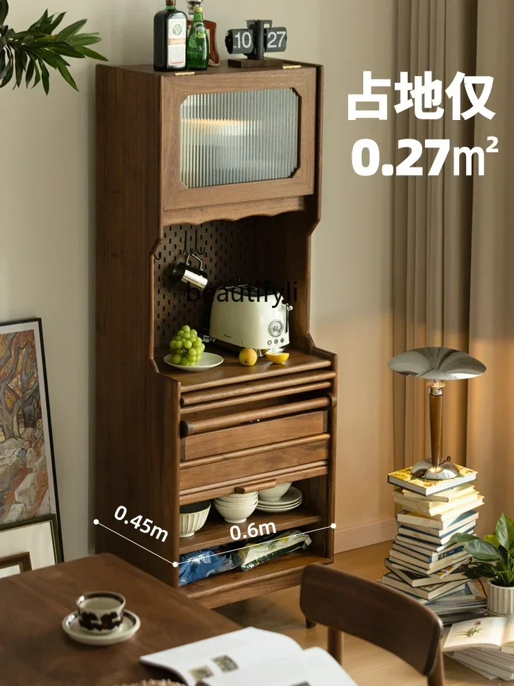 North American black walnut solid wood dining side cabinet household living room tea storage storage