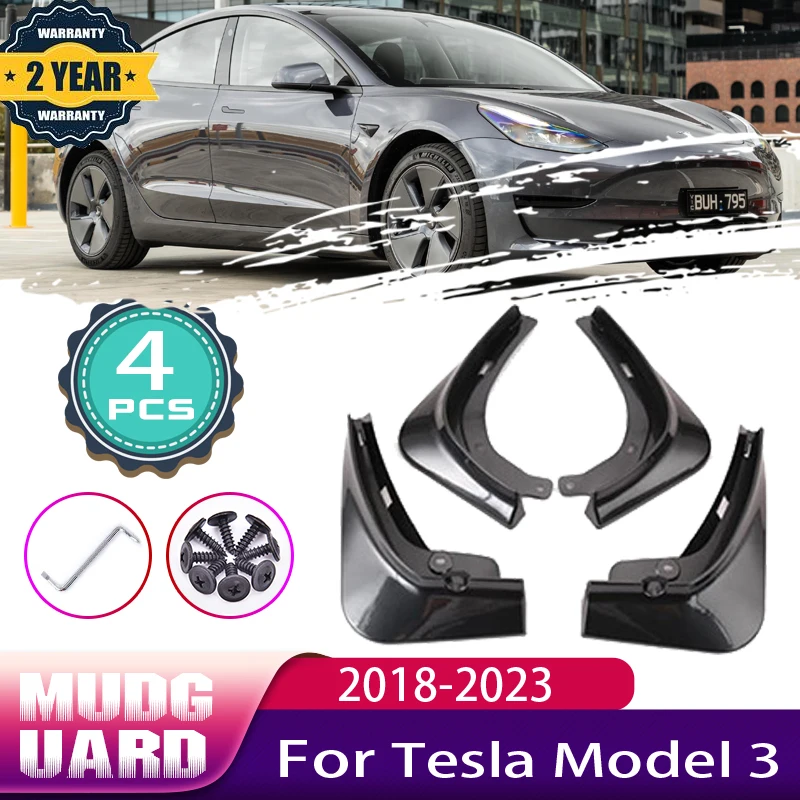 

Car Mudguards for Tesla Model 3 Accessories 2018~2023 2022 Mud Flaps Splash Guards Front Rear Wheel Fender Baking Paint Mudflaps