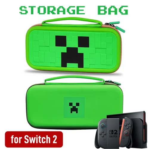 Estuche de viaje verde para accesorios Switch 2, funda rígida EVA impermeable, bolsa de mano protectora para almacenamiento NS2