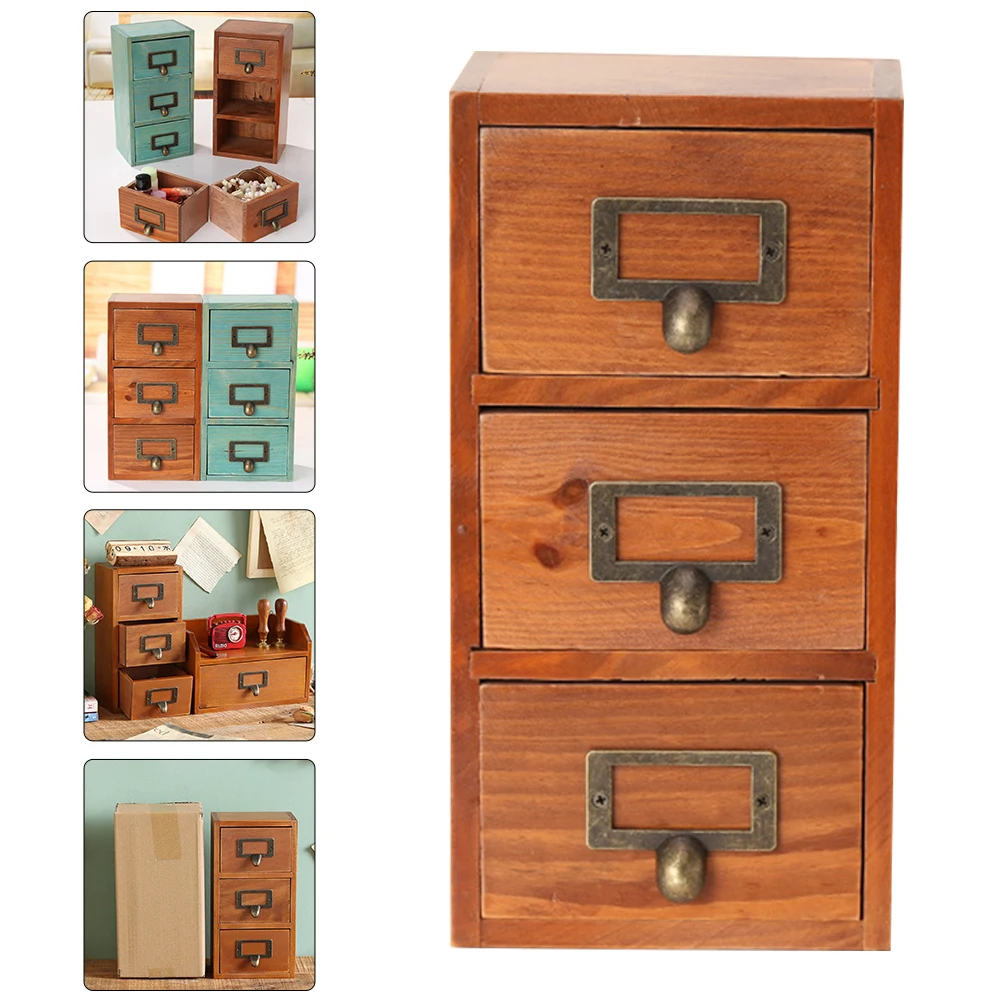 

1pc Desktop Storage Box Wooden Multifunctional Organizer Container For Cosmetics Sundries Living Room Kitchen Study Use