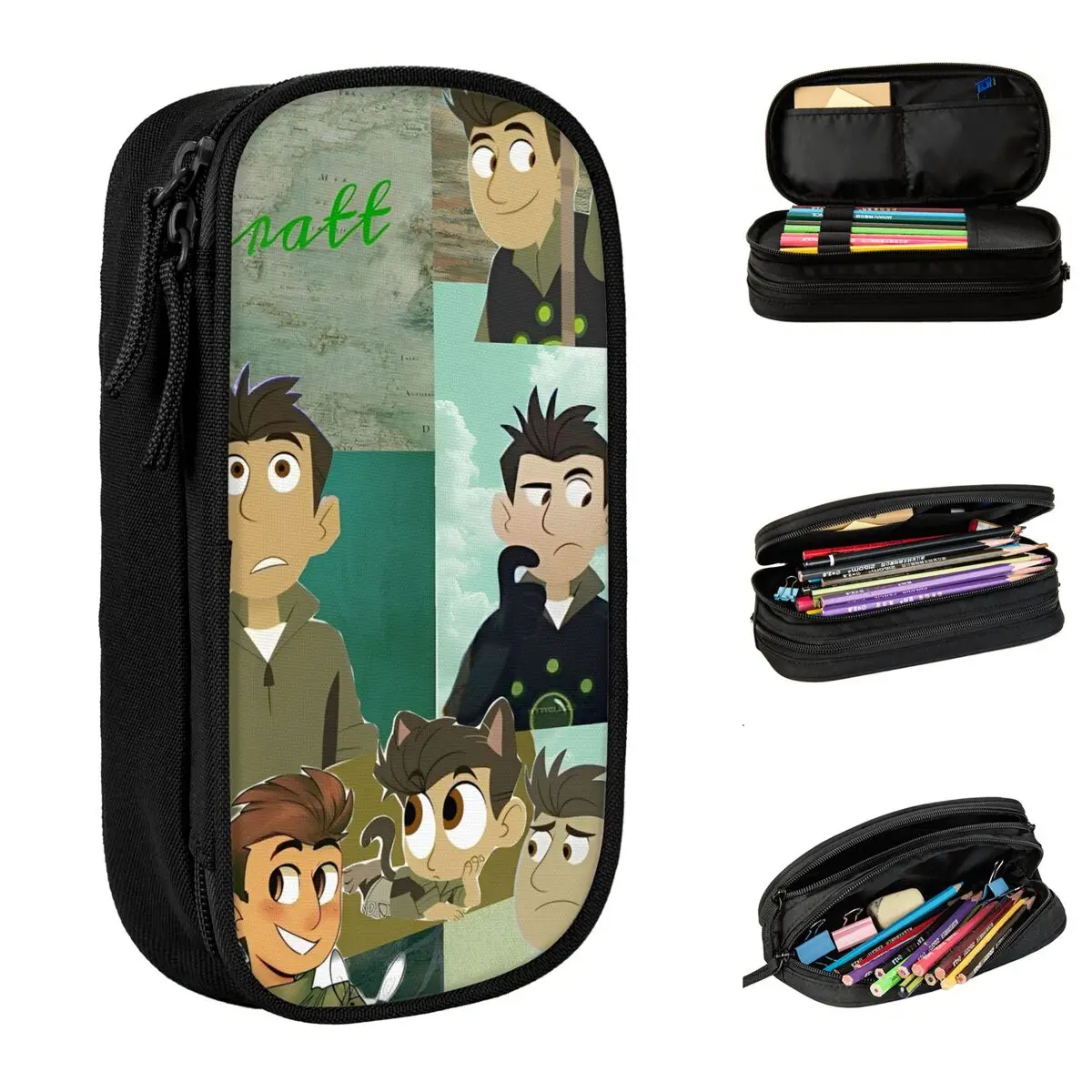الرجعية مقلمة Wild Kratts قلم رصاص الحقيبة أنيمي مدرسة مقلمة أطفال سستة مخصص منظم قرطاسية