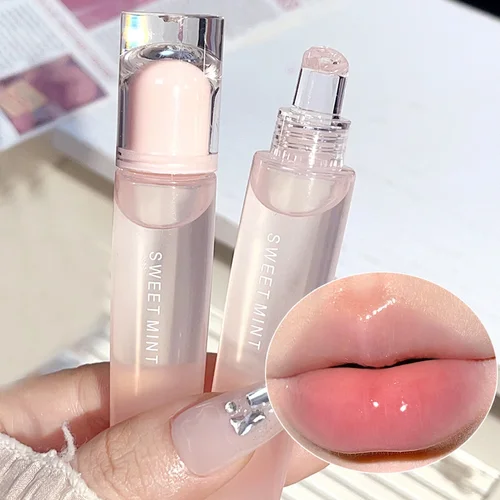 Imagen 1 del producto Brillo de labios transparente con espejo, brillo de labios de cristal, hidratante duradero, tinte de labios incoloro, brillo de labios carnoso, Cosméticos de maquillaje coreanos