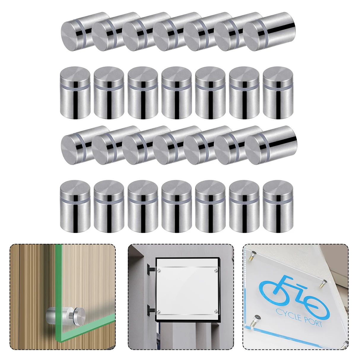 

40Pcs Stainless Steel Advertising Screws Professional Durable Scratch Proof Glass Acrylic Wood Mounts Office Store Bedroom