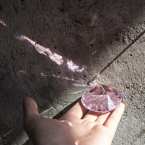 100mm-200mm Crystal Diamond Pink Color Paperweight k9 Meterial Glass Desktop Spare Parts