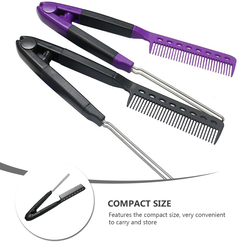 V-shaped Hair Straightening Comb Multipurpose Hairstyling Straightener Haircut Tool Plastic Hairbrush