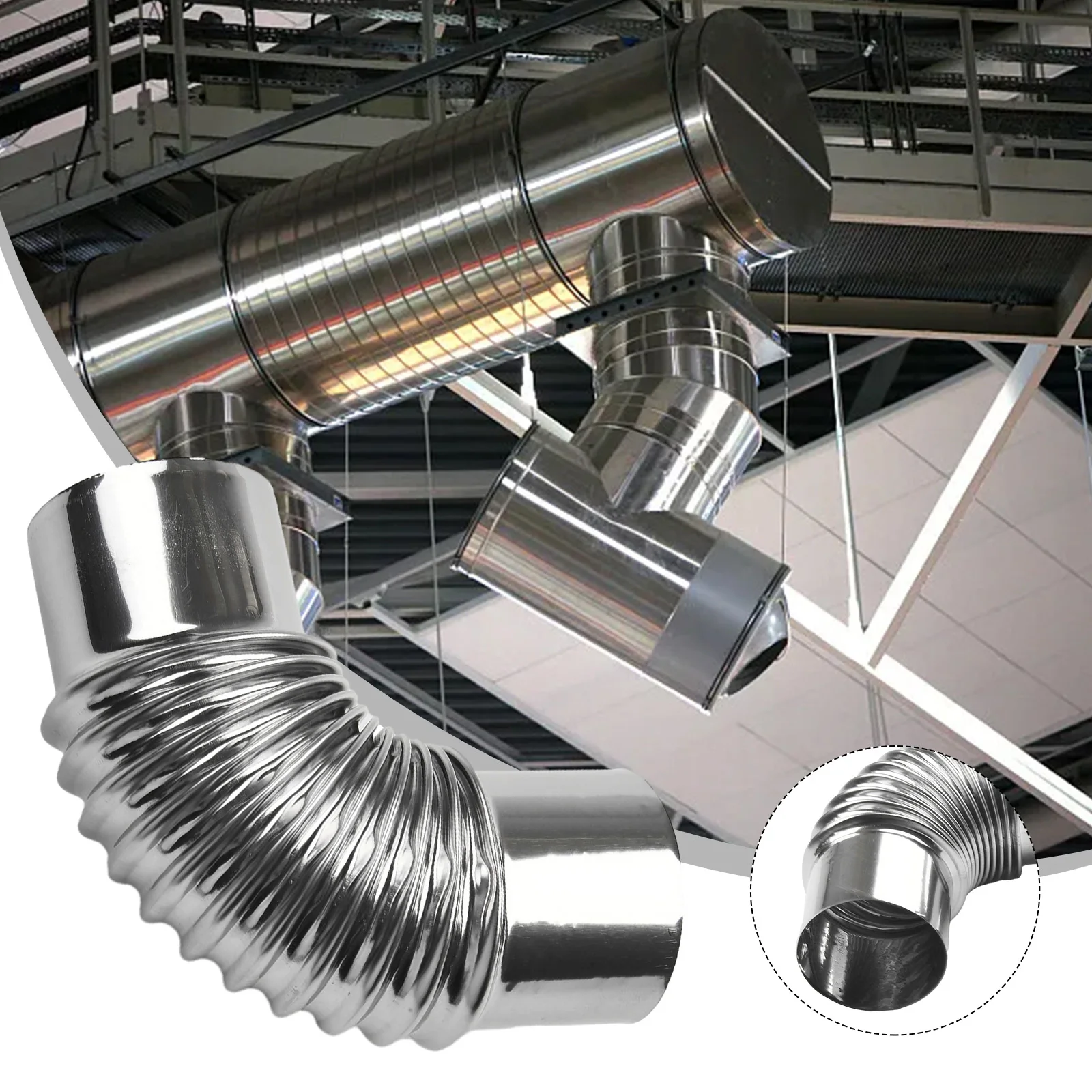 Flue Pipe Elbow for Stainless Steel Chimney Liner Used with Wood Burning For stoves and Indoor Fireplace Systems