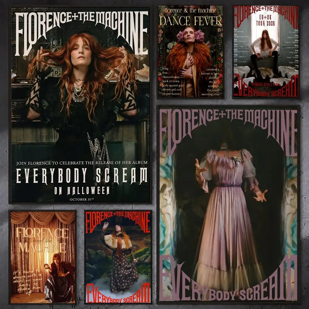 F-Florence And The Machine Poster Waterproof Sticky Wall Art Print For Bedroom Living Room Hallway Bar Home Decor