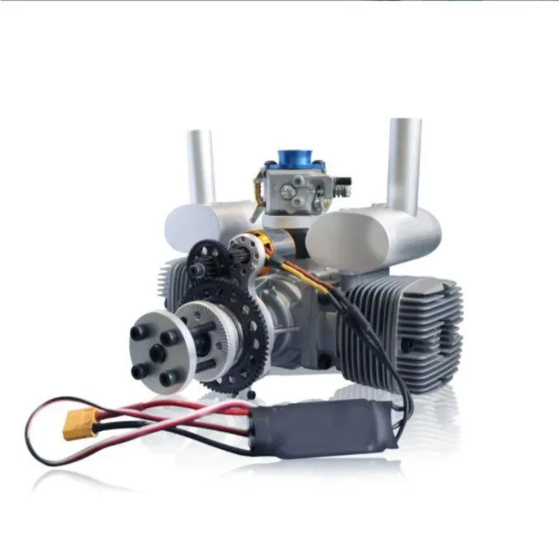 70cc Twin Cylinder RC Engine with Electric Start 2 Stroke for Model Plane GTT70-E