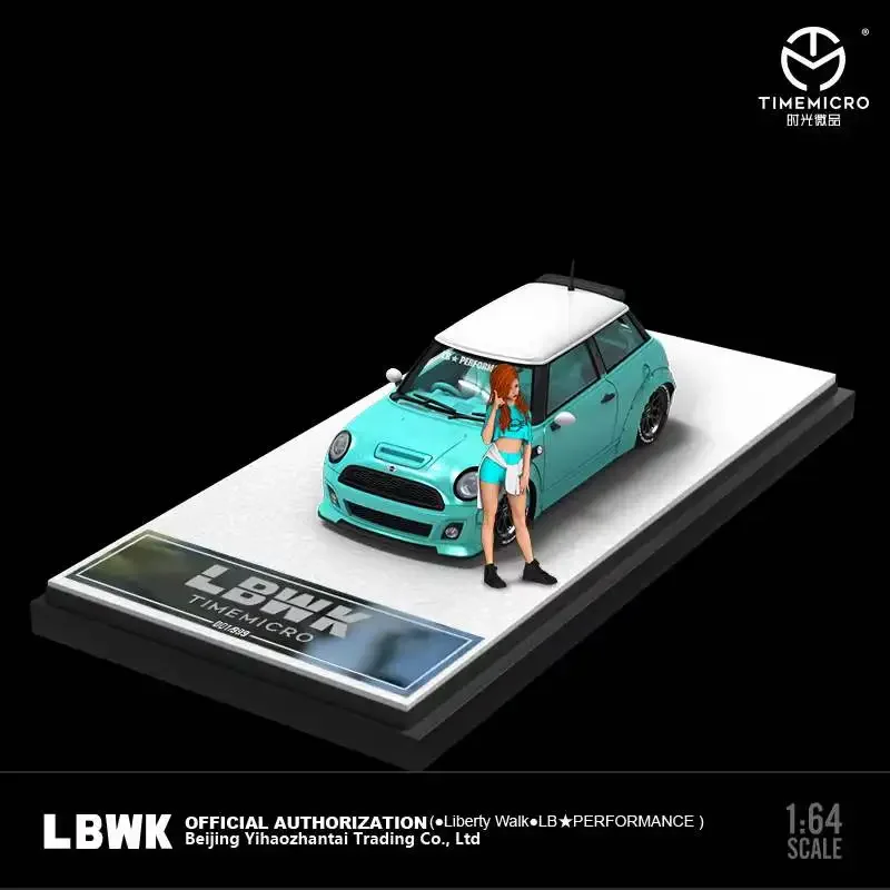 TIME MICRO 1:64 LBWK Mini Peach Pink / Blue Diecast Model Car