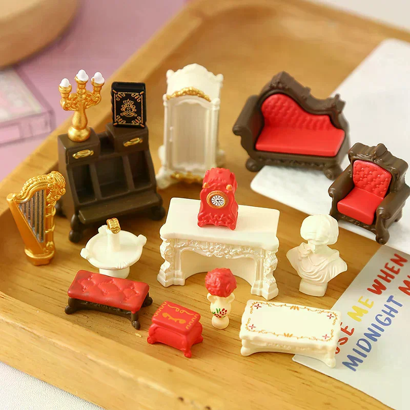 1/12 Dollhouse Simulation Mini Furniture Model Dollhouse Living Room Scene Decoration Dolls House Ornament Pretend Play Toys