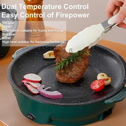 Electric Frying Pan Multifunction Barbecue Steak Fish Frying Pan Skillet Non-Stick Cooking Machine for Household Kitchen Camping