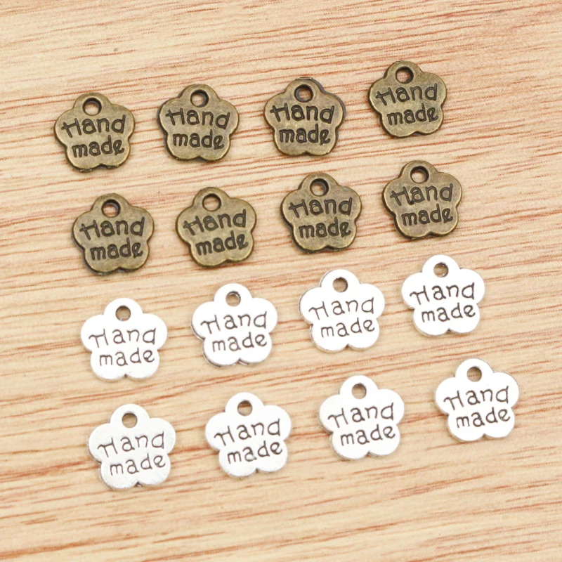 8x8mm 50pcs Antique Silver Plated And Bronze Plated Flower Handmade Charms Pendant:DIY for bracelet necklace