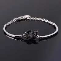 Luxury Zircon Charm Bracelet Jewelry Accessories for Women's Party Gifts Fashion Gold Rose Gold Swan Bangle 6