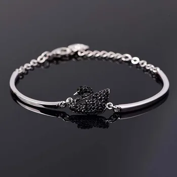Luxury Zircon Charm Bracelet Jewelry Accessories for Women's Party Gifts Fashion Gold Rose Gold Swan Bangle 6