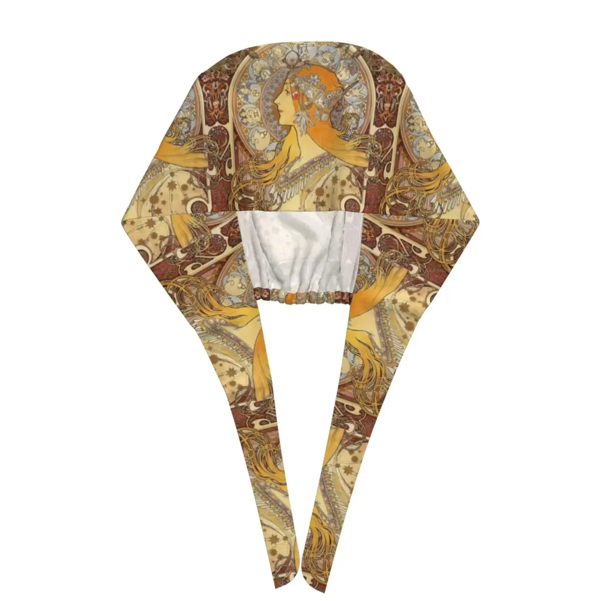Alphonse Mucha Zodiac Art Nouveau Woman Scrub Hat Doctor Working Surgical Cap Unisex Adjustable Nursing Caps for Dentist