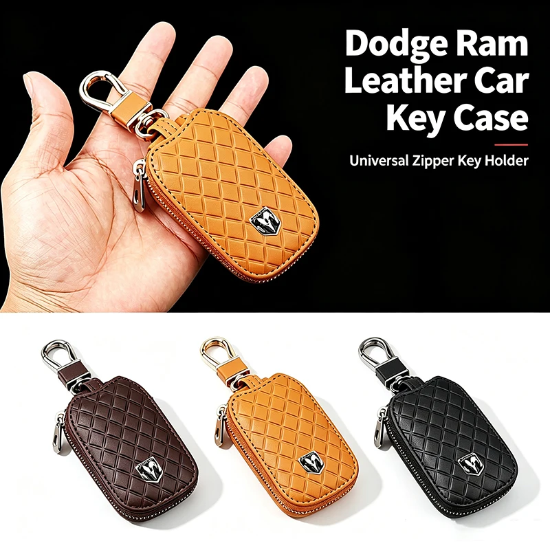 Universal Leather Car Key Case For Dodge RAM Challenger Charger Durango Journey Ram Caliber Nitro Auto Remote Key Protector Bag