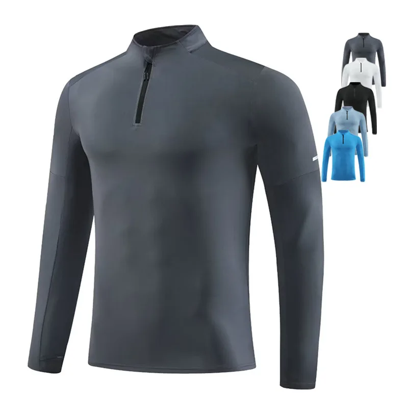

Men's 1/4 Zip Running Shirt Long Sleeve Quick Dry Athletic Top with Pocket Gym Workout Pullover for Training Fitness Men