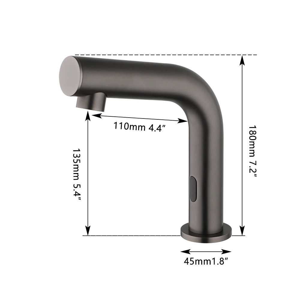 SINLAKU Grey Bathroom Basin Faucet Bath Automatic Sensor FaucetsTouchless Free Deck Mounted Sink Tap Hot Cold Water Mixer Crane