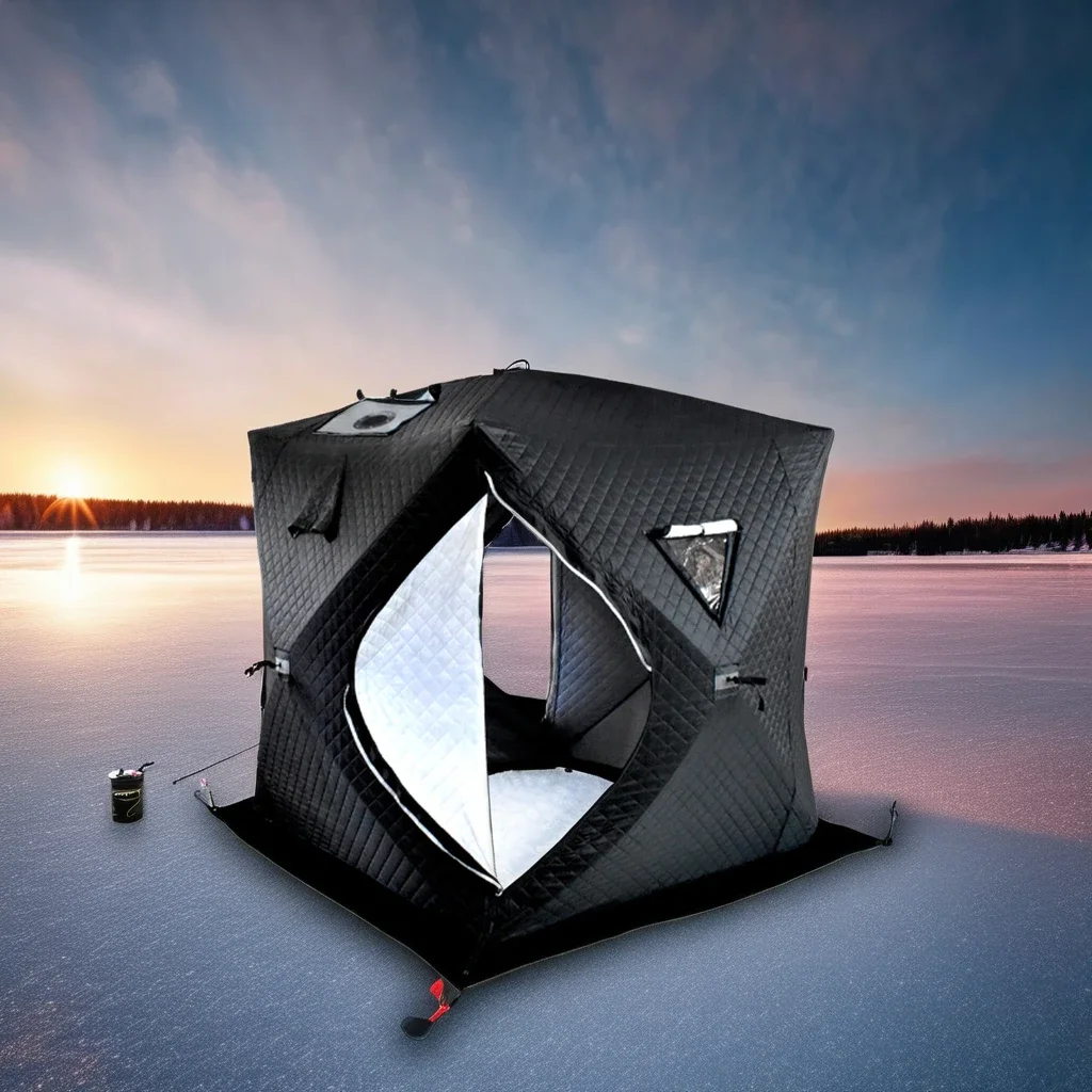 Reflective Oxford Fabric Ice Fishing Tent With Stove Pop-Up Ice Fishing Shelter