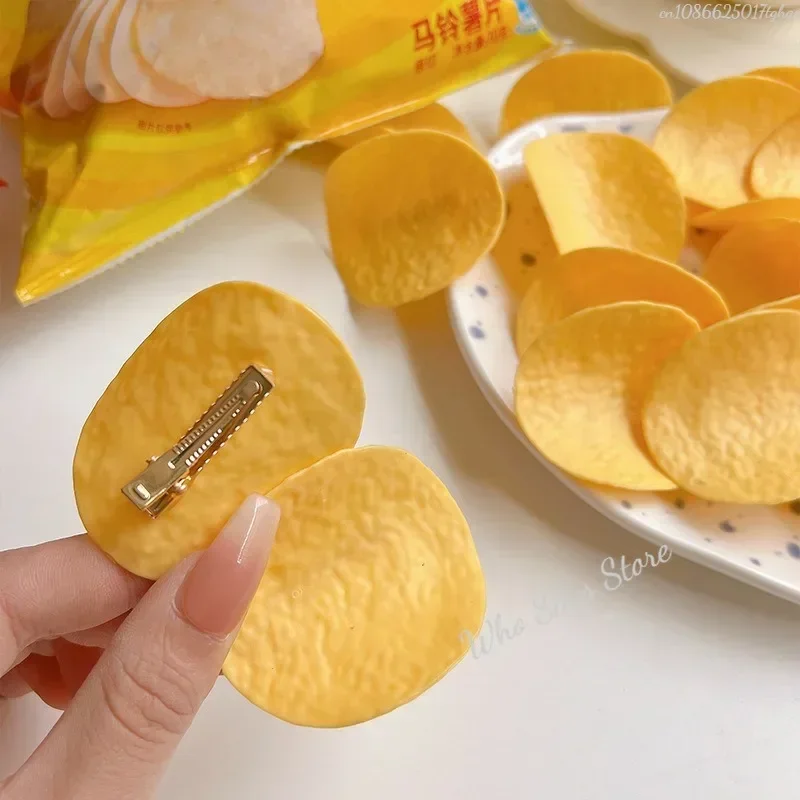 1Pc Creative Simulation Potato Chip Hair Clip for Girls Funny Snack Duck Bill Clip Side Clip Hairpin Headwear Hair Accessories