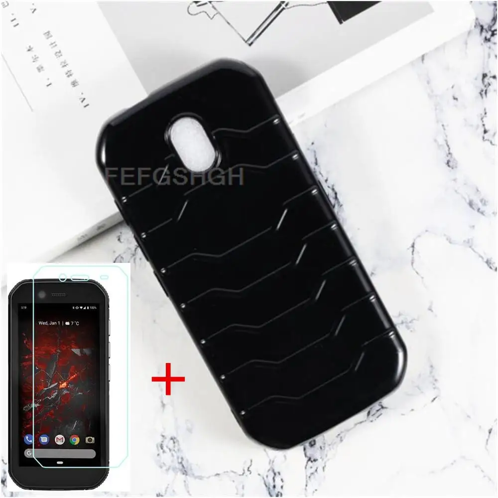 Funda de teléfono transparente para Caterpillar Cat S42, cubierta trasera de silicona TPU para Cat S42 S32, Protector de pantalla de vidrio templado