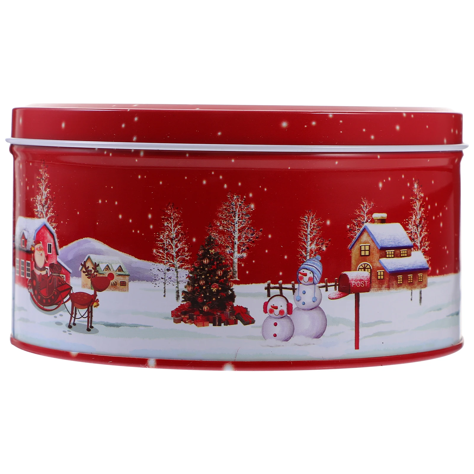 

Tinplate Christmas Cookie Box Candy Container Small Xmas Treat Box Gift Storage Case Christmas Cookie Tin Simple Storage Case