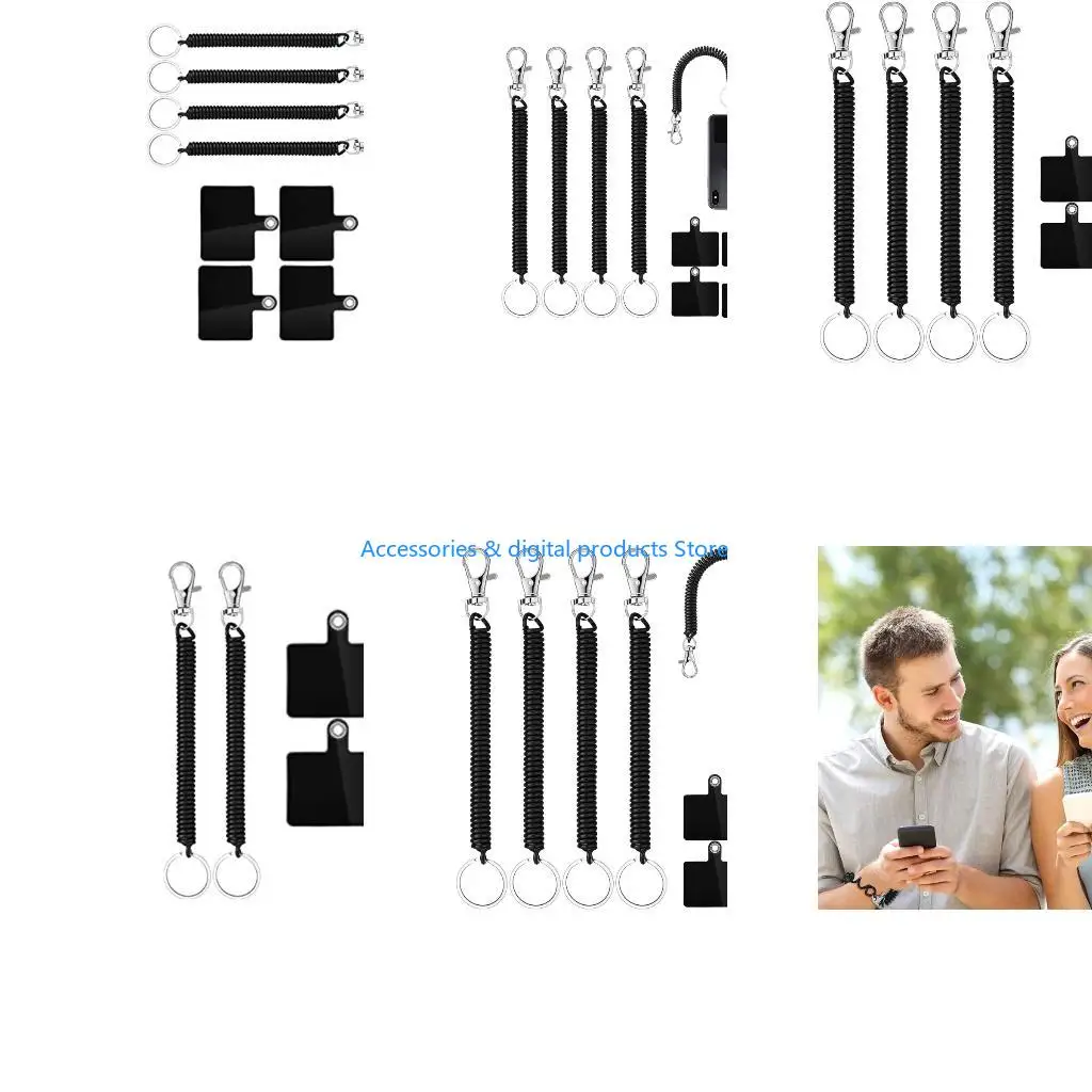 77JD Stretchy Strap Phone Anti Lost Tether with Patches for Most