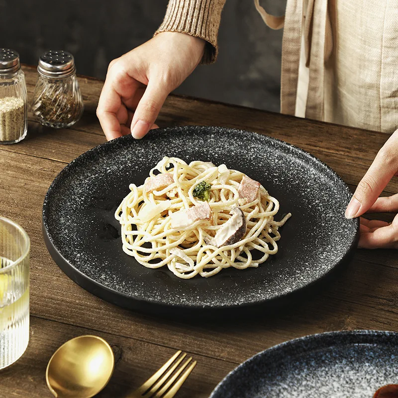 Premium Breakfast Dish Straight edged steak plate  Western style plate Restaurant serving plates tableware bowl Pasta Plates