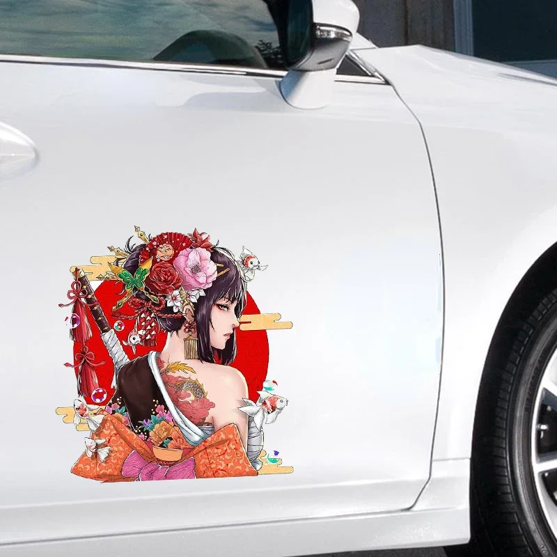 

Interesting for Japanese Female Samurai Car Stickers Funny Motorcycle Campervan Decal RV Accessoires Vinyl Car Wrap