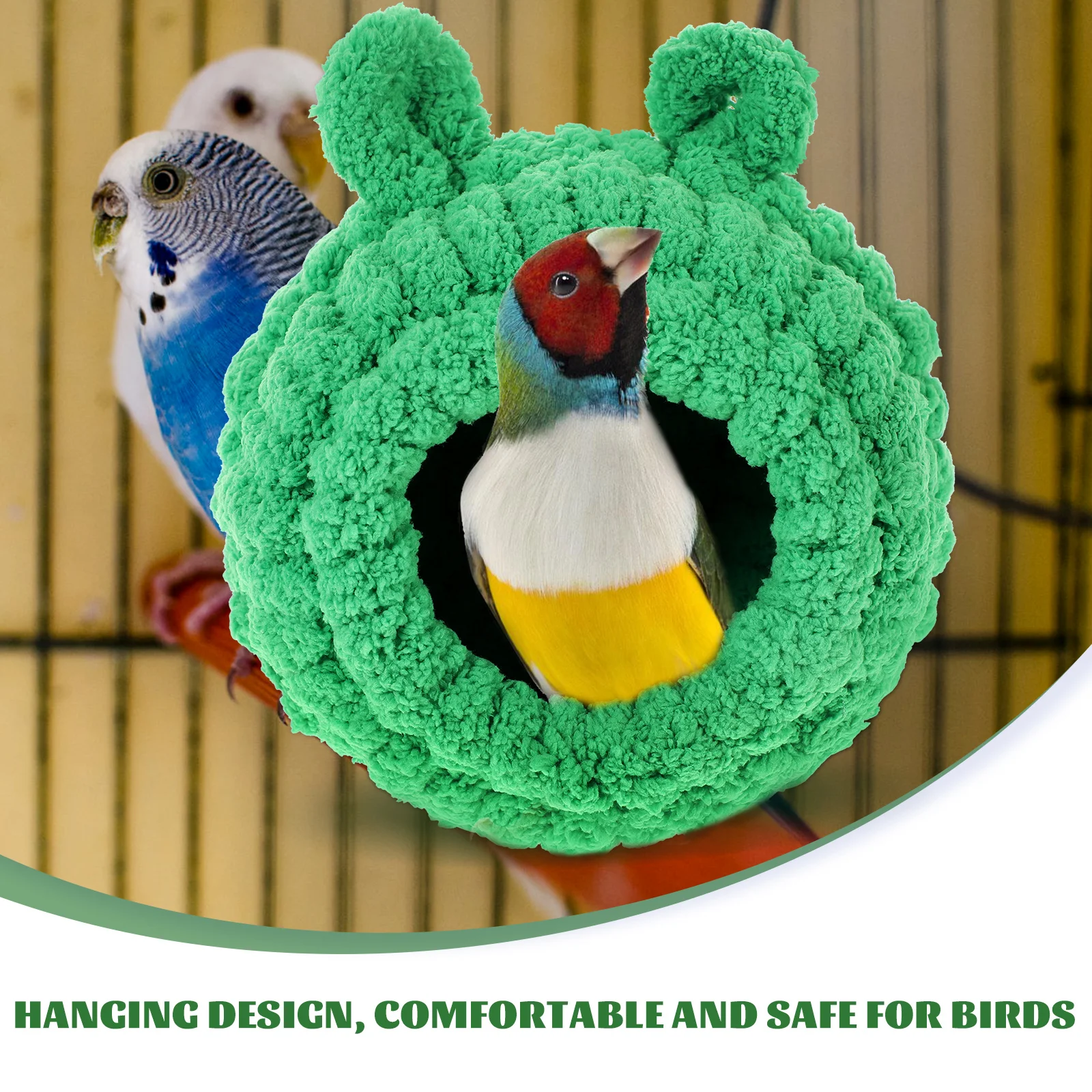 

Parrot House Tent Bed Warm Winter Indoor Cage Light Green Nest Supplies Decorative Snuggle Hut Pet Sleeping Bed