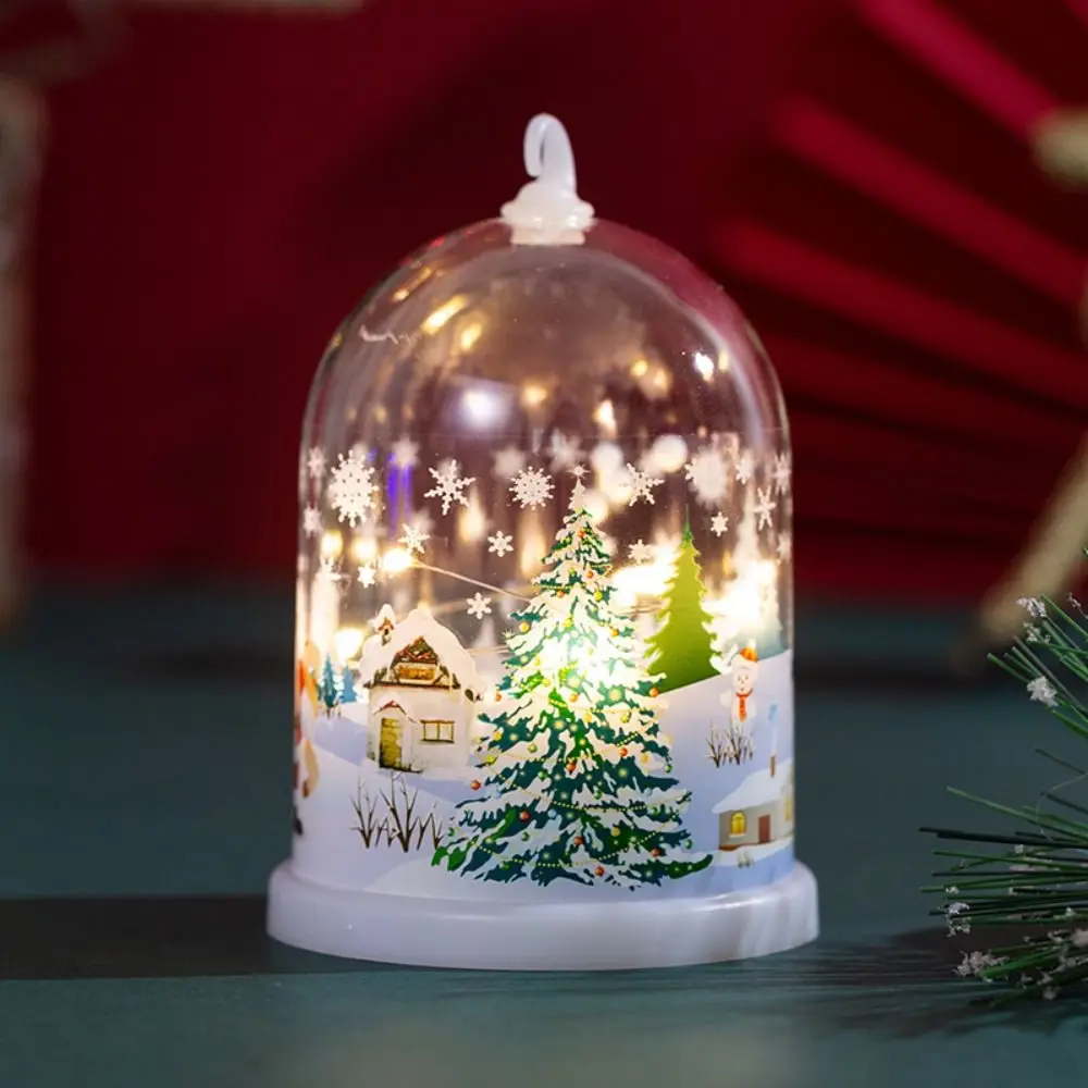 Luminous Christmas Snow Globes Lamp Diy Craft Glowing Xmas Decoration Night Light Snowman Battery Operated