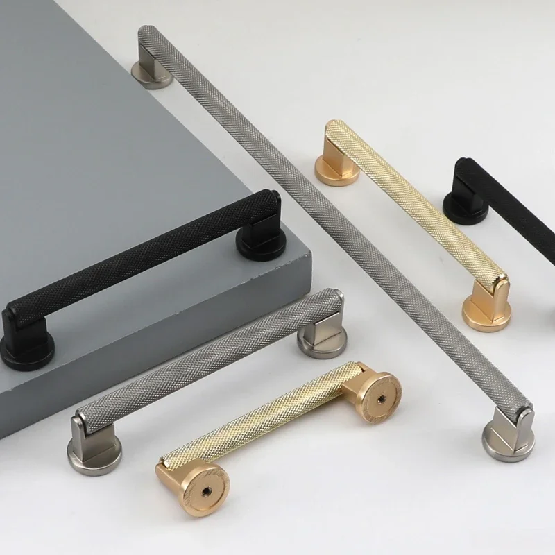 Luxury Gold and Grey Cabinet Door Furniture Handles, American Silver Drawer Knobs, Nordic Style Long Pull Handle Hardware