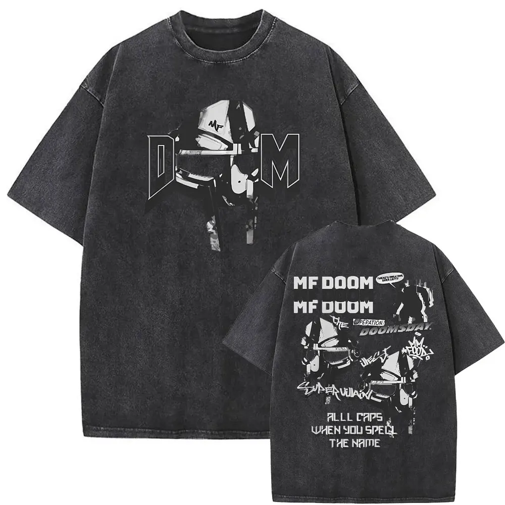 Vintage Washed Old Mf Doom Doomsday Graphic Tshirt Men's Streetwear Men Women Hip Hop Oversized Tees Male Casual Cotton T Shirt