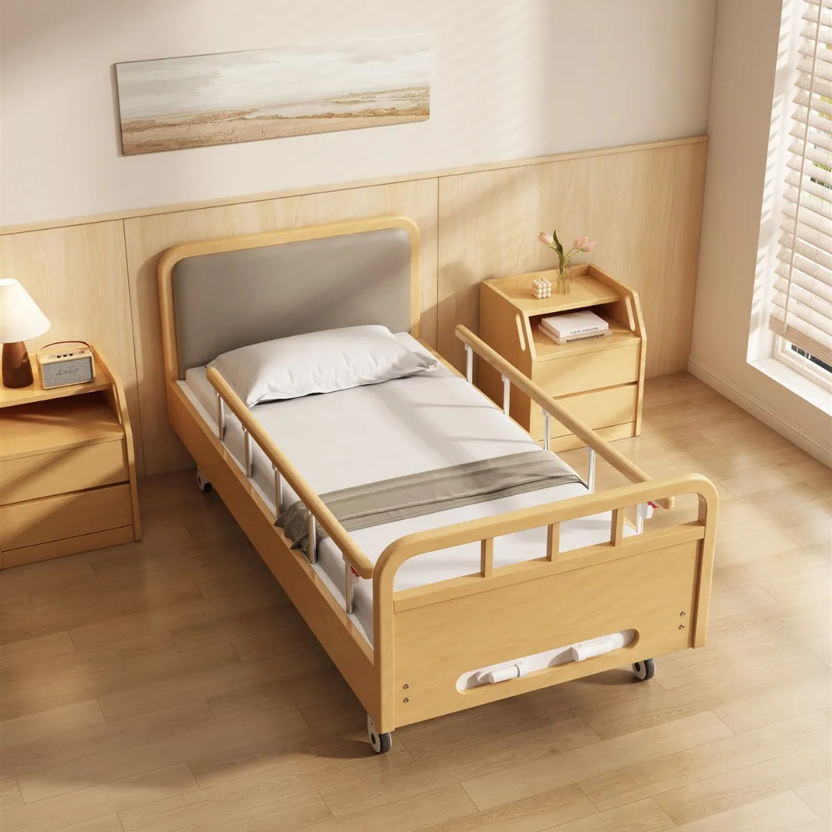 Home double-cranked care filial piety bed that can be cranked up by hand