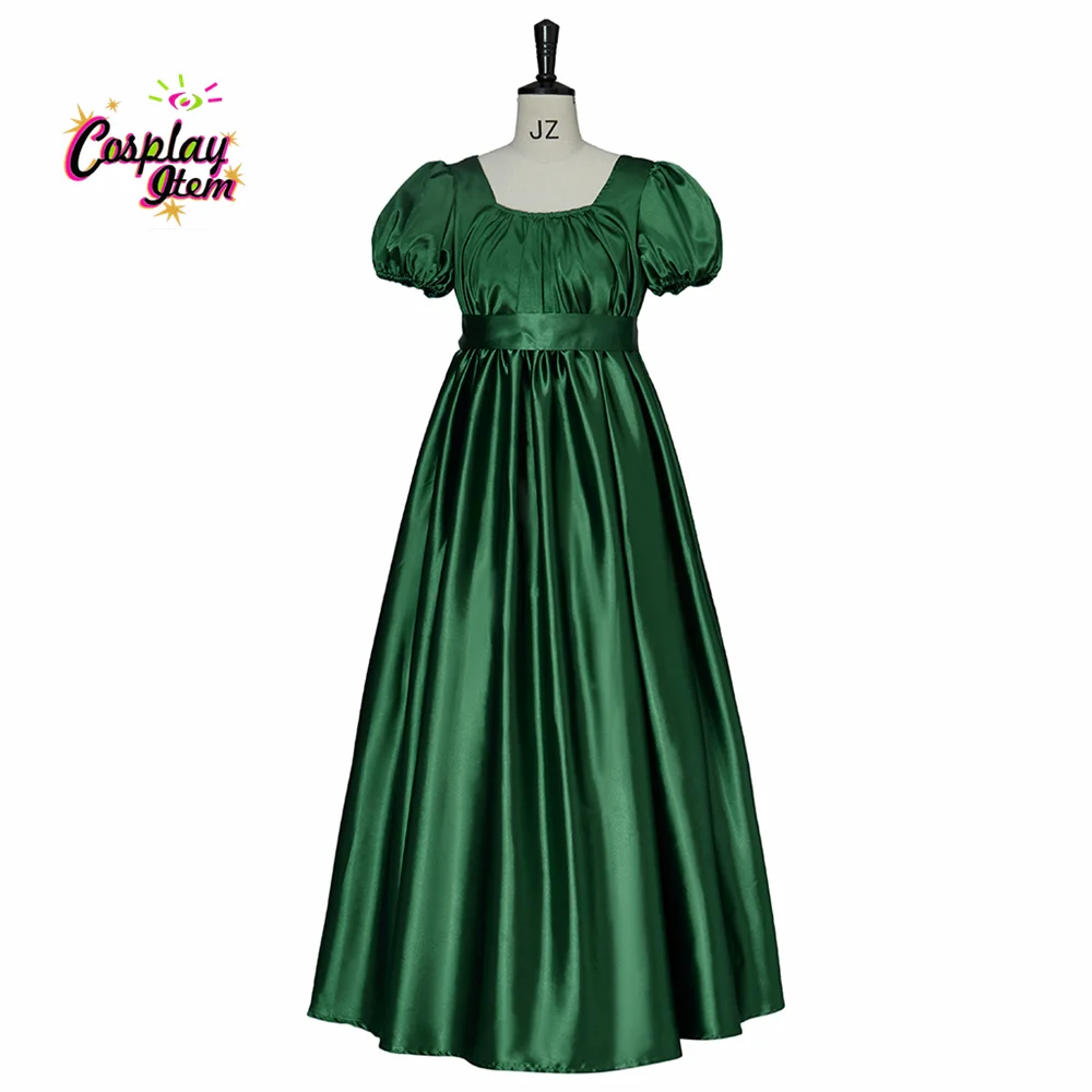 

Green Regency Dress Busty Vintage High Waistline Victorian Regency Era Ball Gown Costume Medieval Tea Party Dress Halloween