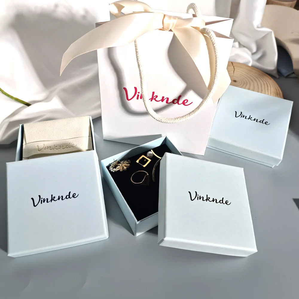 

Синяя картонная шкатулка для драгоценностей с логотипом и конвертом для свадебной вечеринки, подарочные коробки для ожерелья с бархатной пенопластовой пылью