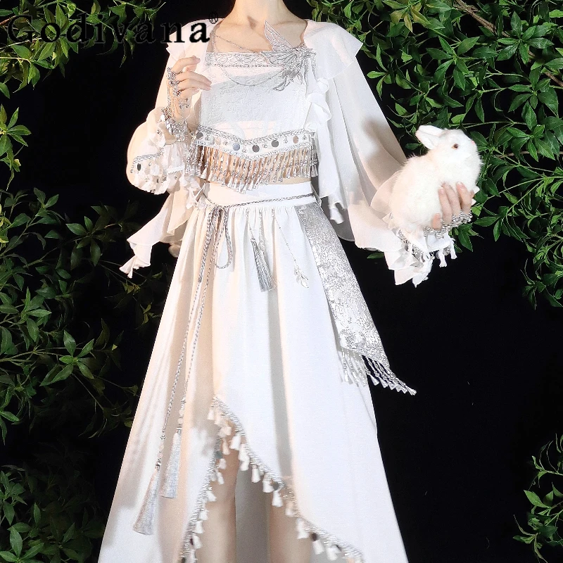 

Women Lolita Skirt Outfits Original Nationality Girl Daily Top and Skirt Full Set Female Japanese Style Irregular Skirt Suits